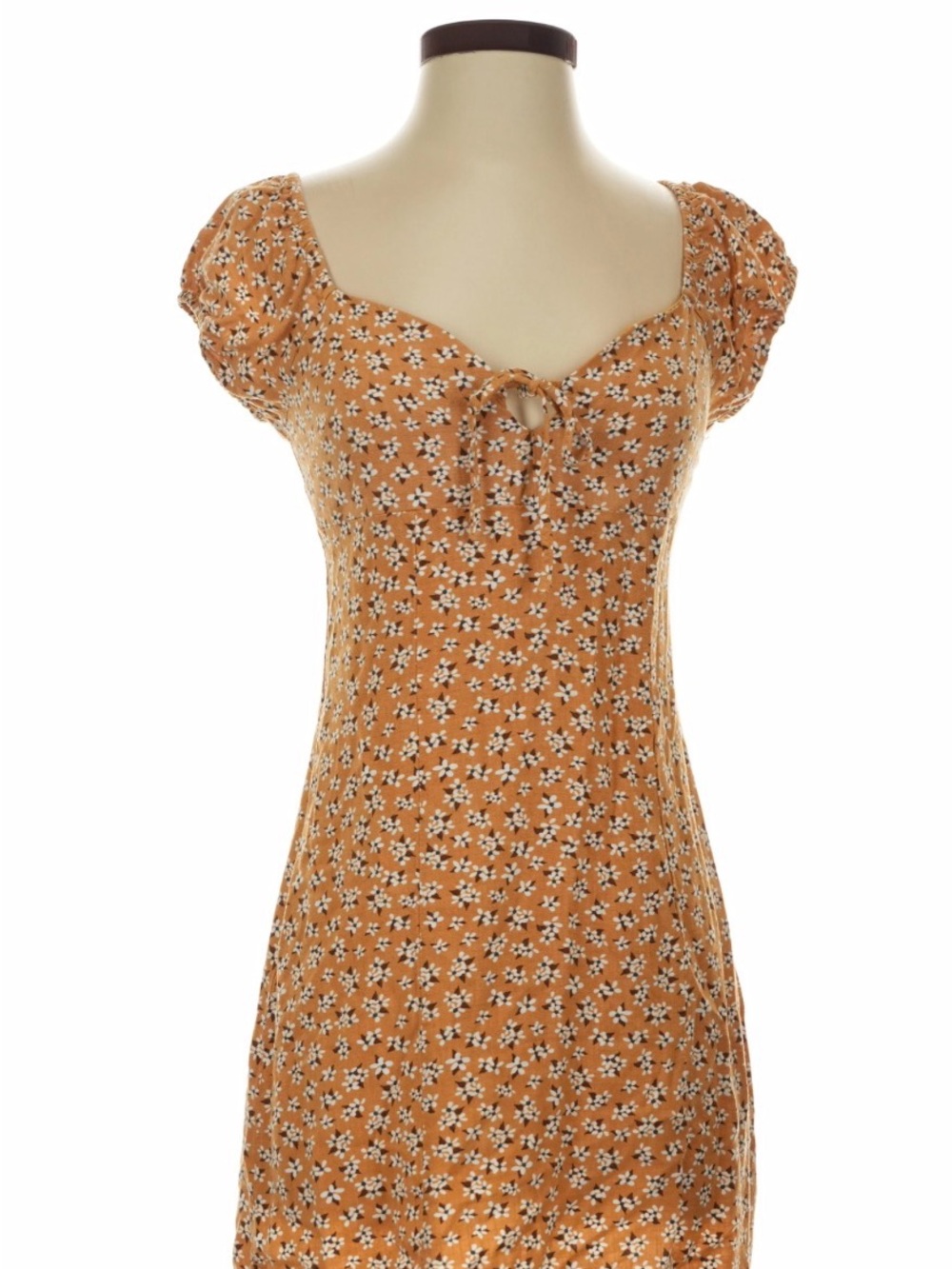 Aeropostale Mustard Floral Dress with White & Black Accents
